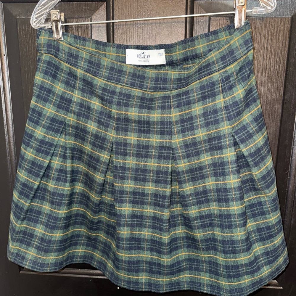 Hollister Women's Tartan Skirt - Green and Yellow